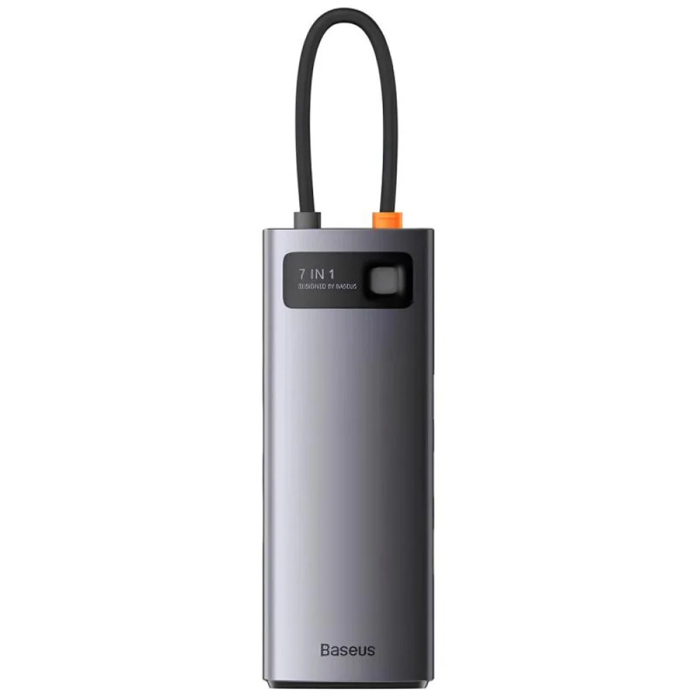 Перехідник HUB Baseus Metal Gleam Series 7-Port Clarity (Type-C to HDMI+USB3.0*3+PD+SD/TF) (B000307) Station Gray