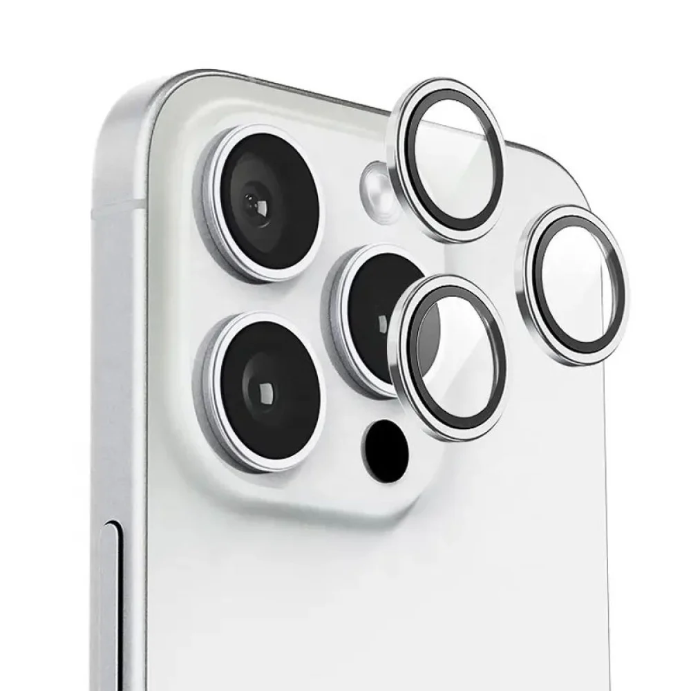 Захисне скло BlueO Metal на камеру для Apple iPhone 16 Pro / 16 Pro Max / 15 Pro / 15 Pro Max Срібний / Silver